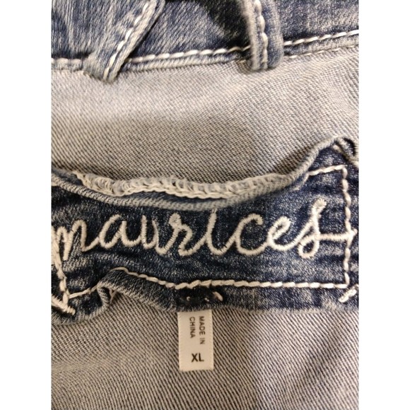 MAURICES. Button Down. Distressed. Blue Denim. Jean Jacket. Women's. Size XL. - Picture 3 of 4
